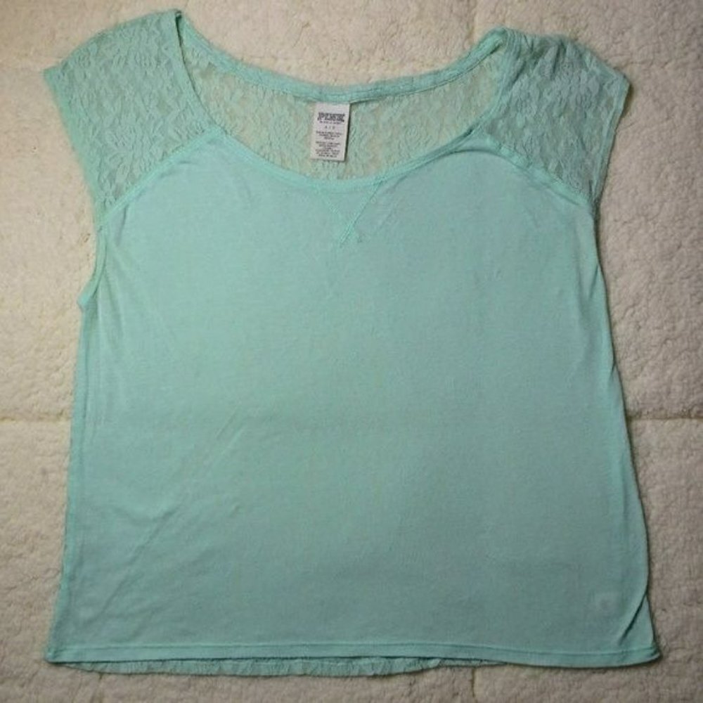 Victoria's Secret Pink Sea Grass Tanktop w/Lace Small